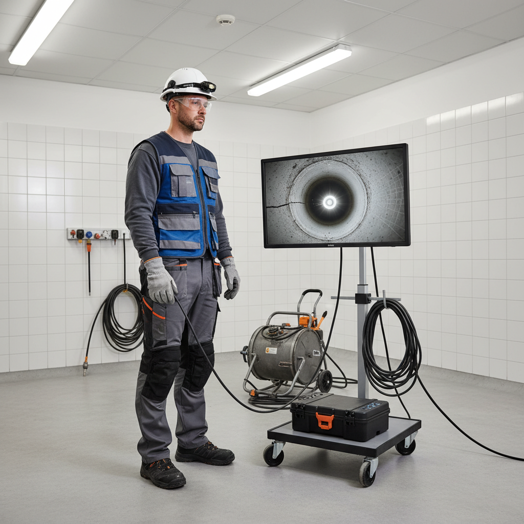 Monteur van riool ontstoppingsbedrijf voert een inspectie uit in Hoofddorp